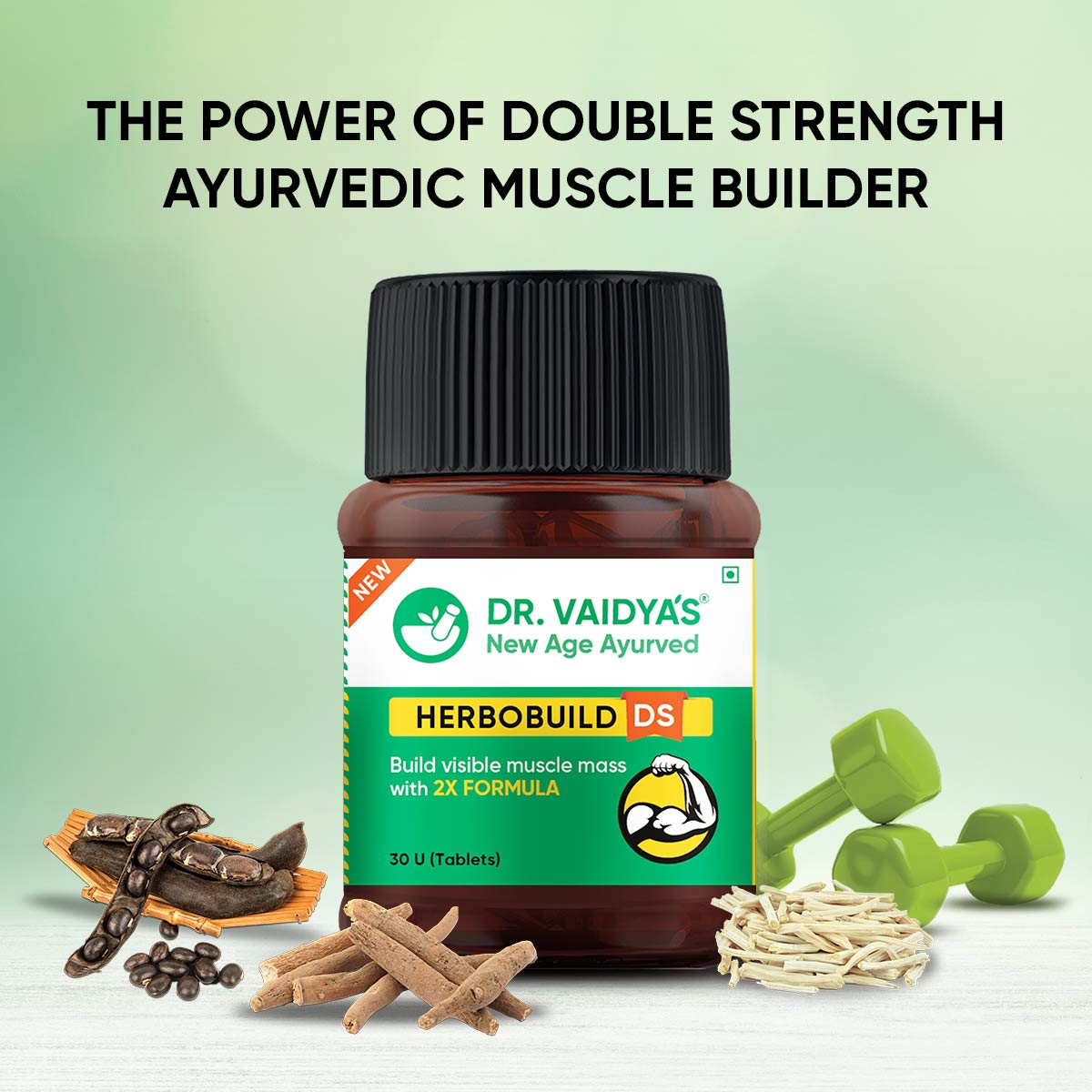 Herbobuild DS (Double Strength): Natural Muscle Gainer With 2x Ayurvedic Herbs